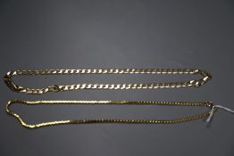 A 9ct gold curb link chain and a rolled gold chain, 9ct gold-16 grams.