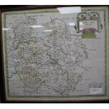 Robert Morden, coloured engraving, Map of Herefordshire, 38 x 44cm