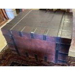 A Georgian iron-bound oak silver chest, width 117cm, depth 93cm, height 67cm