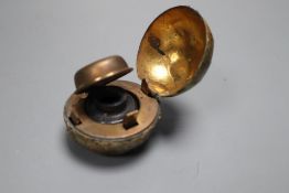A travelling globe inkwell, early 20th century, diameter 5cm