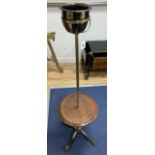 A Victorian adjustable iron and brass lamp, height 133cm