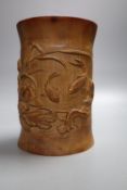 A Chinese bamboo brushpot, height 18cm