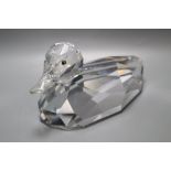 A large Swarovski crystal duck, 24cm