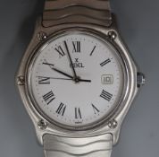 A stainless steel Ebel quartz mid size wrist watch, no box or paperwork, case diameter 33mm