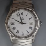 A stainless steel Ebel quartz mid size wrist watch, no box or paperwork, case diameter 33mm