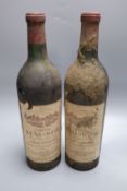 Two bottles of 1961 Chateau Beau-site Saint-Estephe