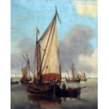 Attributed to John Ward of Hull (1798-1849)oil on wooden panelDutch shipping on a calm sea8.5 x