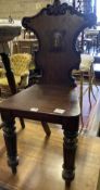 A William IV mahogany hall chair, height 88cm