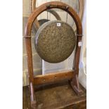 A Victorian Gothic revival oak dinner gong, height 92cm