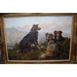 George Jones (176-1869), oil on canvas, Three Border Collies, monogrammed and dated '66, 74 x