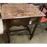 An 18th century style oak side table, width 73cm, depth 52cm, height 75cm