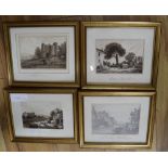 Circle of Copley Fielding, four sepia monochrome watercolours, Views on the Grand Tour, 9.5 x 13.