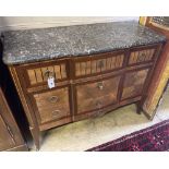 A French transitional style marble top commode, width 114cm, depth 48cm, height 88cm