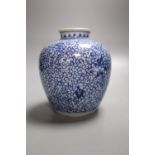 A Chinese blue and white jar, height 13cm