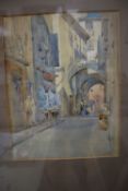 Sir Edward Guy Dawber (1861-1938), watercolour, Street in Monaco, initialled and dated '20, 28 x