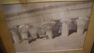 After David Roberts, pair of watercolours, Studies of Egyptian temples, 'Easthor 1842', 36 x 52cm (