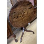 An early 19th century mahogany tilt top tea table, diameter 68cm