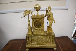 An Empire style ormolu clock, width 34cm height 47cm