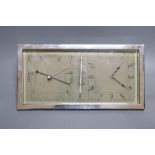 An Art Deco chrome clock barometer, width 24cm height 13cm