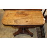 An early Victorian rosewood folding card table, W.91cm, D.45cm, H.72cm