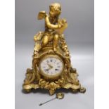 A Louis XVI style gilt metal mantel clock, height 50cm