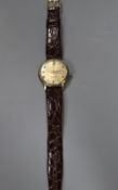 A gentleman's 1960's? 10k gold filled Longines Admiral Automatic wrist watch, on later strap, with
