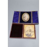 Two Victorian portrait miniatures, a lady in watercolour, height 9cm
