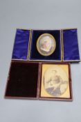 Two Victorian portrait miniatures, a lady in watercolour, height 9cm