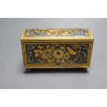 A Continental gold damascened iron dome top trinket box, width 9.5cm height 6cm