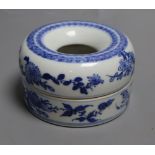 A Chinese blue and white brushwasher, height 6.5cm
