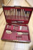 A canteen of Hanoverian rat tail plated cutlery, boxed