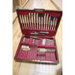 A canteen of Hanoverian rat tail plated cutlery, boxed