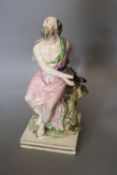 An early 19th century pearlware figure of a saint, height 25cm