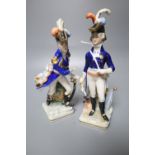 A pair of Naples figures of Napoleonic officers, height 22cm