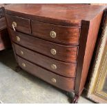 A George IV mahogany bowfront chest, width 107cm, depth 49cm, height 98cm