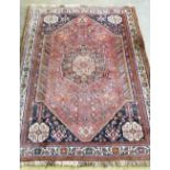 A Hamadan rose ground rug, 170 x 132cm