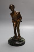 'Tramel 'Le Bouif'. A bronze of a gentleman, on green marble plinth, height 18cm