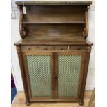 A Regency rosewood chiffonier of small proportions, width 89cm, depth 35cm, height 139cm