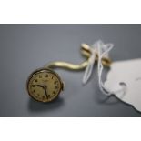 A lady's 585 yellow metal Bucherer manual wind lapel watch, approx. 63mm, gross 11.6 grams.