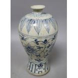 A Chinese Ming style blue and white meiping, height 26cm