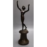 An early 20th century bronze of a nude dancer, height 36cm