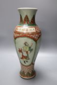 A Chinese famille verte vase, Ming mark but 19th century, height 29cm