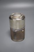An Edwardian Art Nouveau silver and cabochon mounted glass salts bottle, Levi & Salaman, Birmingham,