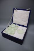 A Chinese bowenite jade teaset, boxed