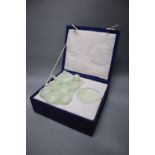 A Chinese bowenite jade teaset, boxed