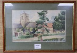 Clinton E A Lewis, watercolour, View of a country church, signed and dated '31, 20 x 33cm; Edward