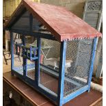 A French painted wirework bird cage, width 102cm, height 96cm