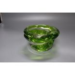 A Scandinavian lime green glass free form bowl, 14cm