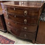 A George IV mahogany bow front chest, width 100cm, depth 54cm, height 104cm