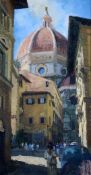 Follower of Ken Howardoil on boardThe Duomo, Florenceindistinctly signed26 x 13.75in.CONDITION: